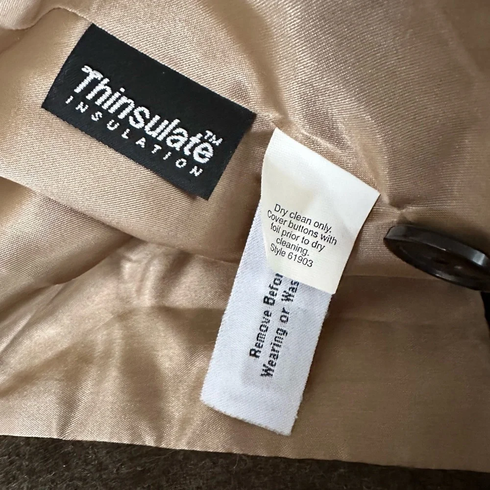 VTG J.Crew Wool Blend Melton Toggle Closure Insulated Long‎ Coat Women's Size S - Picture 4 of 9